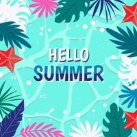 Hello Summer Background with Floral vector