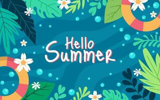 Hello Summer Background with Floral vector