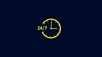 24 hours 7 days clock timer icon. time lapse of clock timer. video