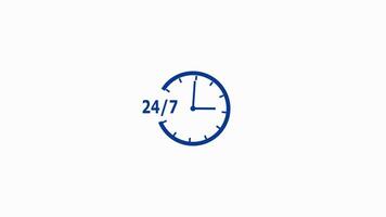 24 hours 7 days clock timer icon. time lapse of clock timer. video