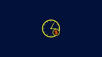 Time is money icon, USA dollar sign with wall clock isolated. video