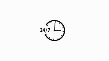 24 hours 7 days clock timer icon. time lapse of clock timer. video