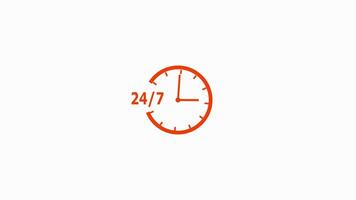 24 hours 7 days clock timer icon. time lapse of clock timer. video