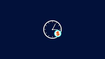Time is money icon, USA dollar sign with wall clock isolated. video