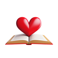 Red hearts, concept creativity with open book png