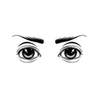 black and white illustration of a woman's eyes vector