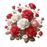 Red and white roses on transparent background png