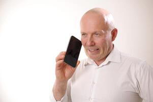 Business man, phone call and outdoor in the city with 5g network, communication and service while talking to an investor contact or client entrepreneur on smartphone for urban networking photo