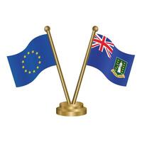European Union and British Virgin Islands table flags. vector
