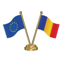 europeo Unión y Chad mesa banderas vector