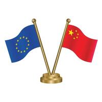 europeo Unión y China mesa banderas vector