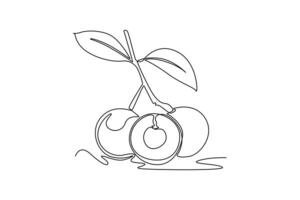 Single continuous line drawing of whole and cut healthy organic longan for orchard logo identity. Fresh fruitage concept for fruit garden icon. Dynamic one line draw graphic design illustration vector