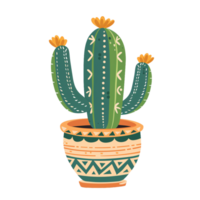 flat illustration cacuts in traditional pattern pot exotic plant png