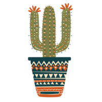 flat illustration cacuts in traditional pattern pot exotic plant png