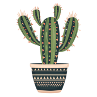flat illustration cacuts in traditional pattern pot exotic plant png