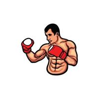 Man Boxing Sport Mascot style illustration design template vector