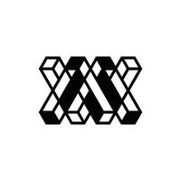 Monogram MW Block Geometric logo design template modern vector