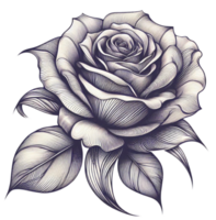 Intricate Sketch of Blooming Rose png