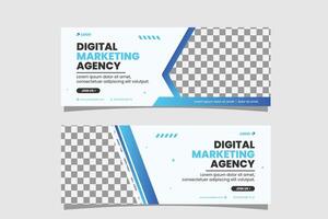 Flat design marketing agency horizontal banner template vector