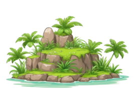 tropicale isola trasparente sfondo. isola cartone animato illustrazione png