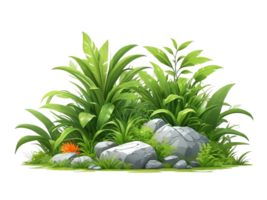 grass on rock illustration. catoon grass clipart transparent background png