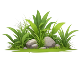 tropical buisson sur sol. dessin animé herbe clipart png