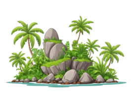 tropicale isola trasparente sfondo. isola cartone animato illustrazione png