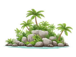 tropicale isola clipart. cartone animato isola trasparente sfondo png