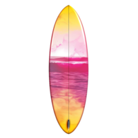 tabla de surf con rosado a amarillo tresillo efecto aislado en transparente antecedentes png