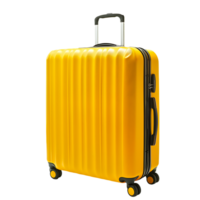 Yellow Travel Suitcase with Wheels and Handle Isolated on Transparent Background png