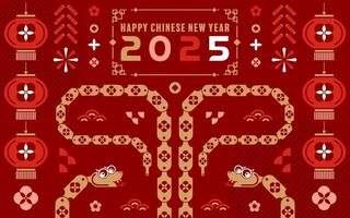 contento chino nuevo año 2025 el serpiente zodíaco firmar vector