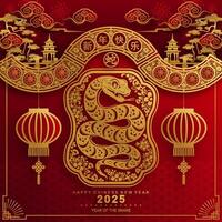 Happy chinese new year 2025 the snake zodiac sign vector