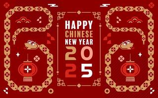 contento chino nuevo año 2025 el serpiente zodíaco firmar vector