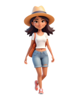 bellissimo ragazze 3d personaggio design utilizzando cappelli png