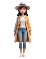 bellissimo ragazze 3d personaggio design utilizzando cappelli png