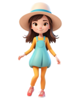 hermosa muchachas 3d personaje diseño utilizando sombreros png