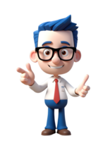 3D character design of an office worker wearing a shirt and tie png