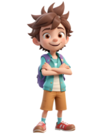 3d character design boy using bag png