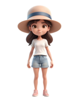 hermosa muchachas 3d personaje diseño utilizando sombreros png