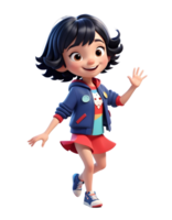 Cheerful stylish girls 3d character design png