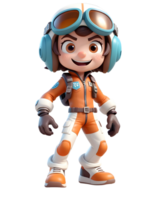 3D character design for a boy using a costume and helmet png