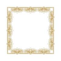 Square Royal Border Frame with Golden Art Deco Ornaments on White Background Illustration vector
