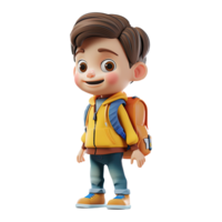 Cute cartoon boy student isolated on transparent background. png