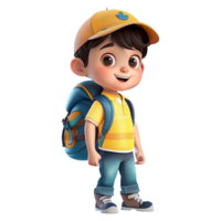 Cute cartoon boy student isolated on transparent background. png