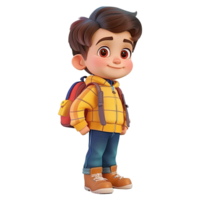 Cute cartoon boy student isolated on transparent background. png