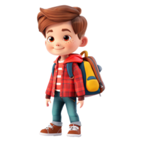 Cute cartoon boy student isolated on transparent background. png