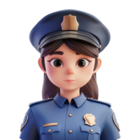 3D cut cartoon female police character png