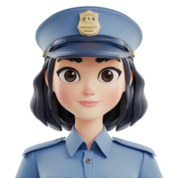 3d tagliare cartone animato femmina polizia personaggio png