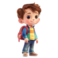 Cute cartoon boy student isolated on transparent background. png