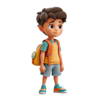 Cute cartoon boy student isolated on transparent background. png